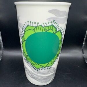 New Unused 12Oz 2014 Starbucks Dragonfly Lotus Ceramic Coffee Tumbler No Lid
